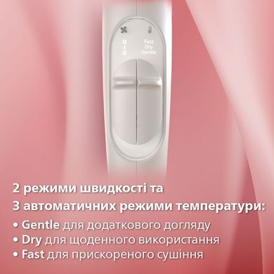 Philips Фен Prestige, 1800Вт, 3 режими, дифузор, іоніз-я, еко режим., хол. обдув, біло-рожевий BHD628/00 фото