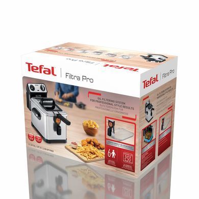 Tefal Фритюрниця Filtra Pro, 2400Вт, ємність-3л, механічне керув., від 150&deg;C до 190&deg;C нержавіюча сталь, черный FR511170 фото
