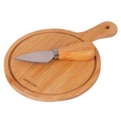 ARDESTO Набор для подачи сыра Midori, 2 предмета, 19.5х14х0.8см, бамбук, нержавеющая сталь AR0935 фото