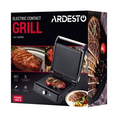 ARDESTO Гриль прижимной GH-1800MB, 1800Вт, раскрытие на 180&deg;, металл, черно-серебристый GH-1800MB фото