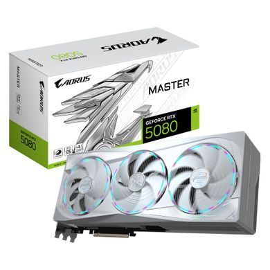 Gigabyte Видеокарта Graphic Adapter GeForce RTX 5080 16GB GDDR7 AORUS MASTER ICE GV-N5080AORUSM_ICE-16GD фото
