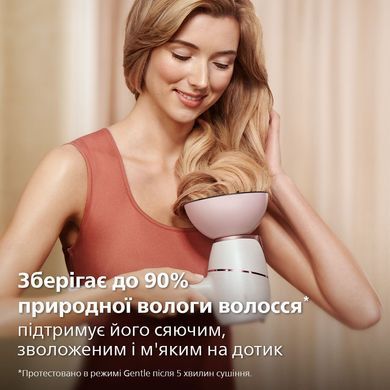 Philips Фен Prestige, 1800Вт, 3 режими, дифузор, іоніз-я, еко режим., хол. обдув, біло-рожевий BHD628/00 фото