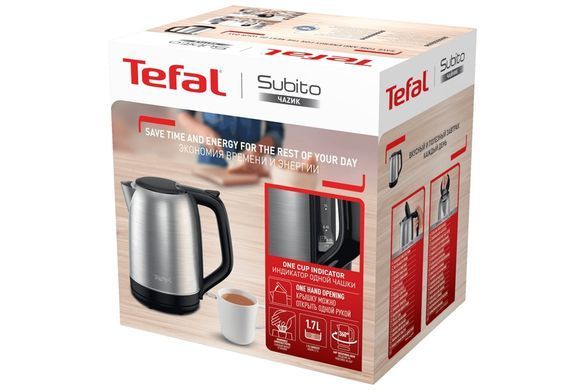Tefal Електрочайник Tefal Subito 1.7л, нерж. сталь, чорний KO5S0DE0 фото