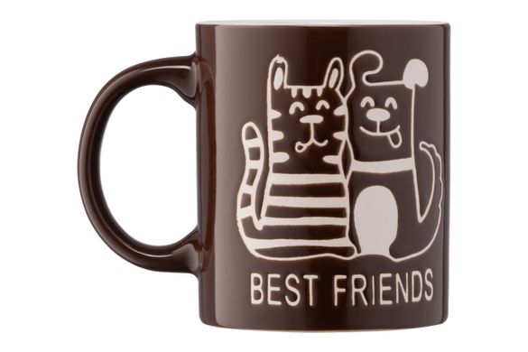 Чашка Ardesto Best friends, 330 мл, коричнева, кераміка AR3471BR фото