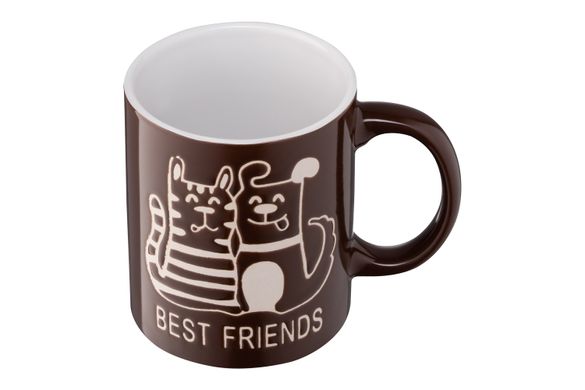 Чашка Ardesto Best friends, 330 мл, коричнева, кераміка AR3471BR фото