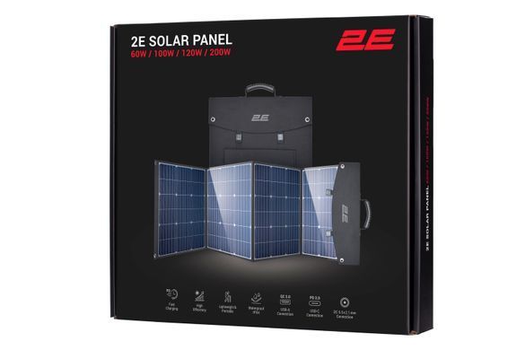 2E Портативна сонячна панель, 120 Вт зарядний пристрій, DC, USB-С PD18W, USB-A 24W 2E-LSFC-120 фото