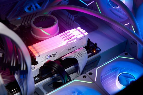 Kingston Пам'ять ПК DDR5 32GB 5200 FURY Beast Білий RGB XMP KF552C40BWA-32 фото
