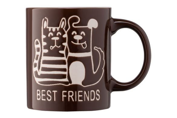 Чашка Ardesto Best friends, 330 мл, коричневая, керамика AR3471BR фото