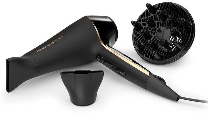 Remington Фен ProLuxe Midnight Edition, 2400Вт, 3 режими, дифузор, іоніз-я, хол. обдув, чорний AC9140B фото