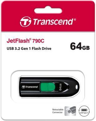 Transcend Накопичувач 64GB USB 3.2 Type-C JetFlash 790C Чорний TS64GJF790C фото