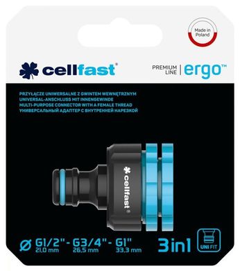 Конектор для крана Cellfast ERGO 1/2, 3/4, 1' з внутрішнім різьбленням (блістер) 53-210 фото