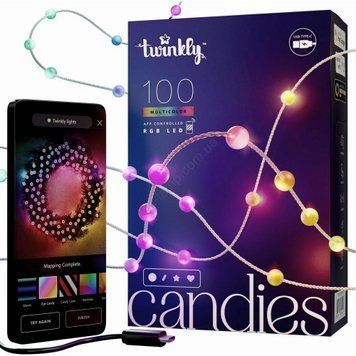 Twinkly Гірлянда Smart LED Twinkly Candies Pearl RGB 100 IP20 6м USB-C кабель зелений без БЖ TWKP100RGB-G фото
