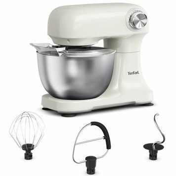 Tefal Міксер Tefal планетарний Bake Easy 500Вт, насадки-3, чаша-нерж., метал, 3.5л, бежевий QB140AF0 фото