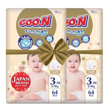 Підгузки GOO.N Premium Soft для дітей 5-9 kg (розмір 3(M), на липучках, унісекс, 128 шт.) F1010101-154-2 фото