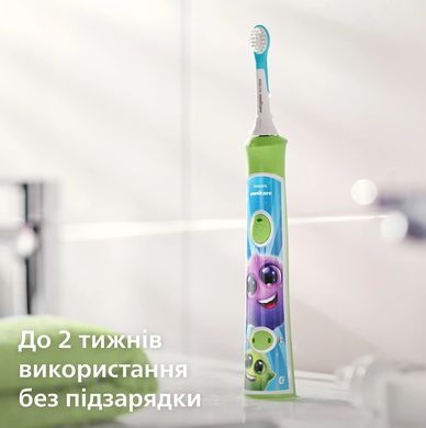 Philips Щітка зубна електр. Philips, Sonicare For Kids, 62т. колив/хв, насадок-2, світло-зелений HX6352/11 фото