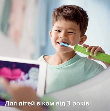 Philips Щітка зубна електр. Philips, Sonicare For Kids, 62т. колив/хв, насадок-2, світло-зелений HX6352/11 фото