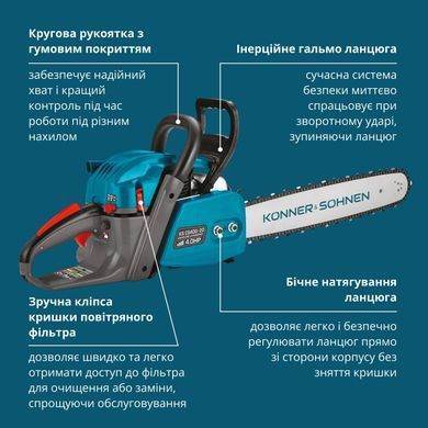 K&ouml;nner & S&ouml;hnen Пила бензинова Konner&Sohnen KS CS40G-20 50см 50см3 5.7кг KSCS40G-20 фото