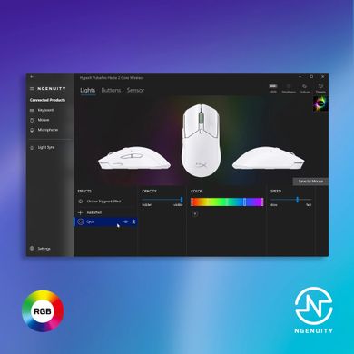 HyperX Мышь Pulsefire Haste 2 Core, RGB, WL/BT, белый 8R2E7AA фото