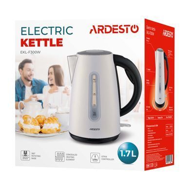 Електрочайник Ardesto EKL-F300W, 1,7л, метал, STRIX, білий EKL-F300W фото