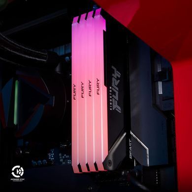 Kingston Пам'ять ПК Kingston DDR4 8GB 3200 FURY Beast RGB KF432C16BB2A/8WP фото