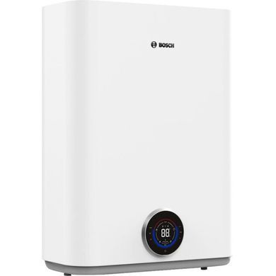 Bosch Водонагрівач електр. BOSCH плаский слім Tronic 5500iT, 80л, 1.5кВт, ун. монтаж, електр. кер-ння, Wi-Fi, B, білий