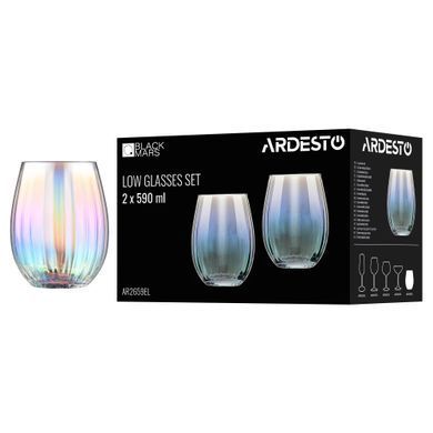 ARDESTO Low glasses set Black Mars 590ml, 2pcs, glass, transparent AR2659EL фото