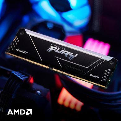 Kingston Пам'ять ПК Kingston DDR4 8GB 3200 FURY Beast RGB KF432C16BB2A/8WP фото