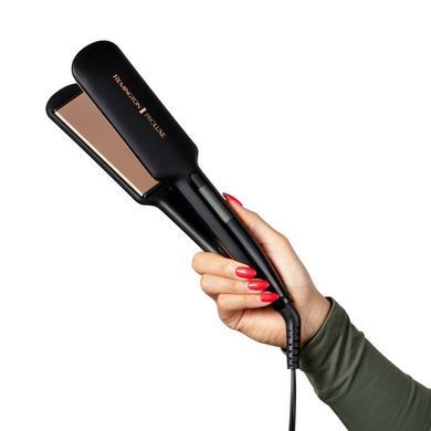 Remington Випрямляч PROluxe Midnight Wide Plate Straightener, темп.режимов-9, 150-230С, чохол, дісплей, кераміка, чорний S9150B фото