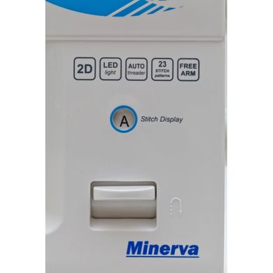 Швейная машина МINERVA NEXT 232D, электромех., 85Вт, 23 шв.оп., петля полуавтомат, белый + синий NEXT232D фото