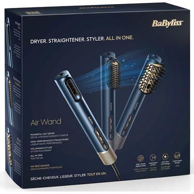 BaByliss Стайлер Air Wand, 1600Вт, темп.режимов-3, ионизация двойная, 2 насадки, синий AS6550E фото