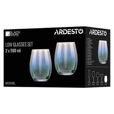 ARDESTO Low glasses set Black Mars 590ml, 2pcs, glass, transparent AR2659EL фото