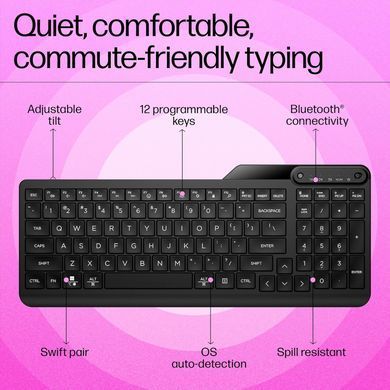 HP Клавіатура мембранна HP 460 Multi-Device key, BT, EN/UK, чорний 7N7B8AA фото