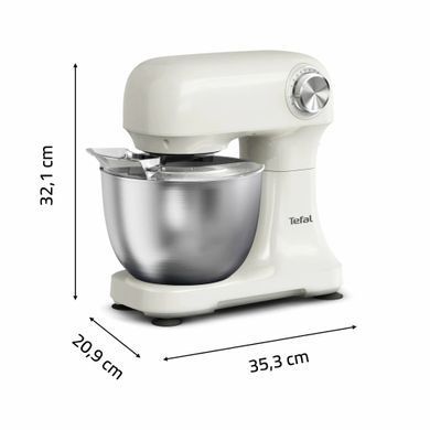 Tefal Tefal planetary mixer Bake Easy 500W, nozzles-3 beaters, bowl-stainless steel, 3.5L, white QB140AF0 фото