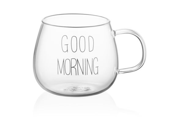 ARDESTO Набір чашок з ручками Good Morning , 350 мл, 2 од., боросилікатне скло AR2635GM фото