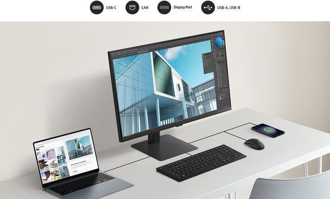 Samsung Монітор Samsung 27" S60UD HDMI, DP, USB, USB-C, MM, IPS, 2560x1440, 100Hz, 1ms LS27D604UAIXUA фото
