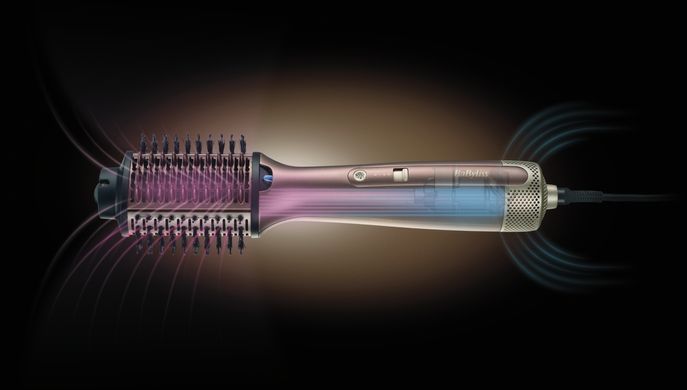 BaByliss Фен-щетка Air Power Volume, 1000Вт, режимов-2, дифузор, иониз-я, хол. обдув, розовый AS95E фото