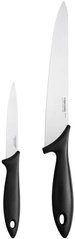 Fiskars Набір ножів для шеф-кухаря Essential, 2 шт, нержавіюча сталь, пластик, чорний 1065582 фото