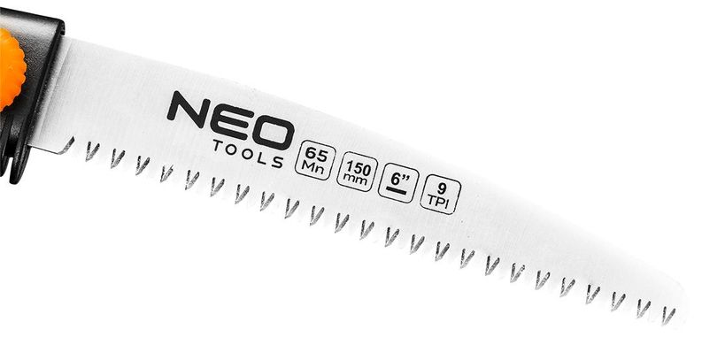 Пила садова Neo Tools, 150мм, висувне полотно, 3D зуби, сталь 65Mn, кріплення для пояса, 0.09кг 42-100 фото