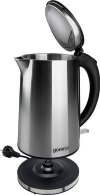 Gorenje Електрочайник, 1,5л, подвійні стінки, Strix контроль, нерж. K15DWS фото