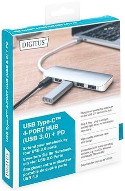 Digitus Концентратор USB Type-C, 4xUSB 3.0 + функція зарядного пристрою DA-70242-1 фото