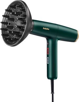 BaByliss Фен Air Power Pro, 1700Вт, 3 режими, дифузор, іоніз-я, хол. обдув, зелений D6555DE фото