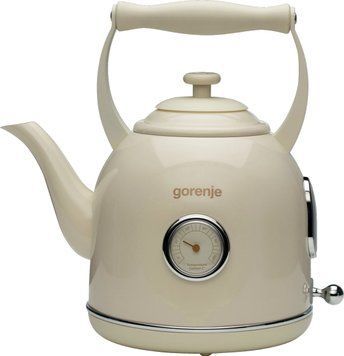 Электрочайник Gorenje, 1,7л, 2200Вт, strix контроль, пластик + металл, бежевый K17CLIN фото