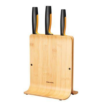 Набір ножів Fiskars Functional Form з бамбуковою підставкою, 3 шт 1057553 фото