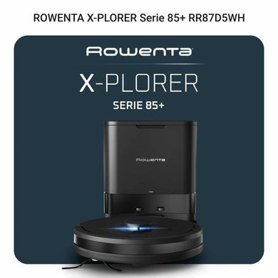 Rowenta Rowenta robot VC X-Plorer Serie 85+, 6000ПаW, h=9.7cm, wet cleaning, bag-0.26L, dust cont -0.29L, battery operation up to 270min, black RR87D5WH фото