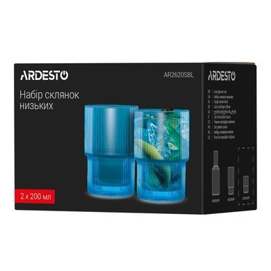 ARDESTO Набор стаканов низких, 200мл, 2шт, стекло, голубой AR2620SBL фото