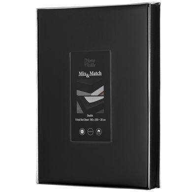 ARDESTO Простынь на резинке Mix&Match Premium, 180x200+30см, 100% хлопок, сатин, черный
