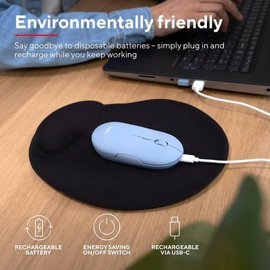 Миша Trust Puck Rechargeable Ultra-Thin BT WL Silent Blue 24126_TRUST фото