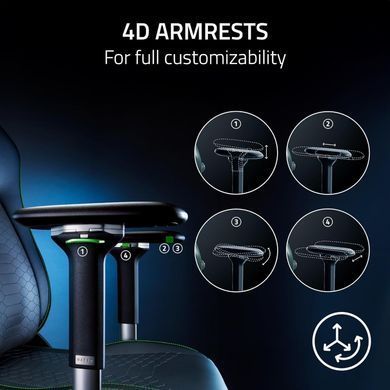 Razer Крісло Iskur V2 NewGen, EPU шкіра з CoolTouch&trade;, 4D-Armrests, чорний RZ38-04900800-R3G1 фото