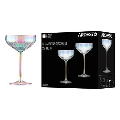 ARDESTO Champagne glasses set Black Mars 310ml, 2pcs, glass, transparent AR2631EL фото