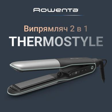Rowenta Випрямляч Thermostyle, темп.режимів-5, 150-230С, дисплей, іонізація, кераміка, титан, чорно-сірий SF7120E0 фото